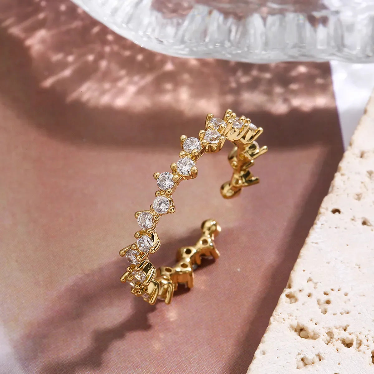 Geometric Gold Plated Zircon Open Rings available in 2 colors