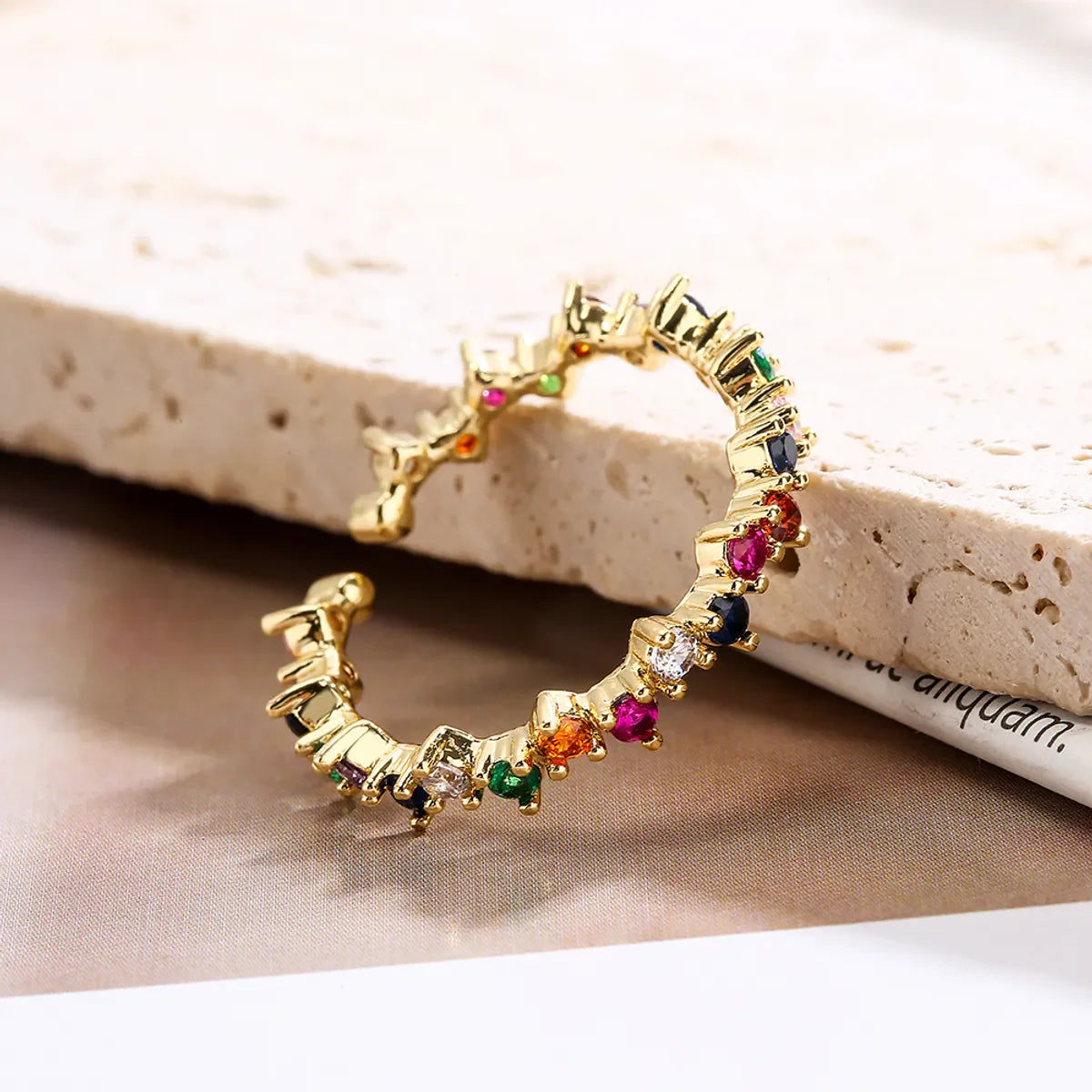 Geometric Gold Plated Zircon Open Rings available in 2 colors