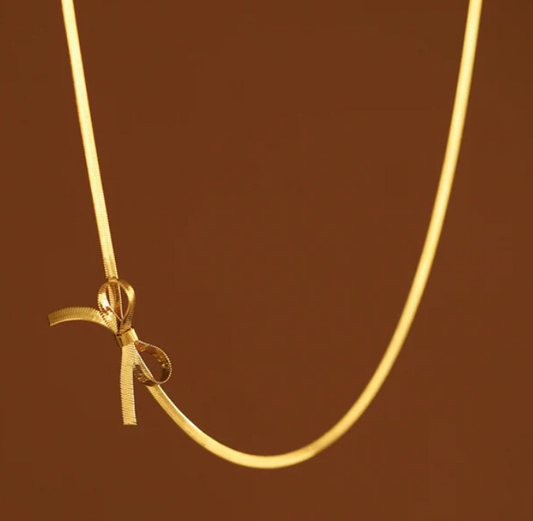 Vintage Style Bow Knot  Plating 18k Gold Plated Necklace