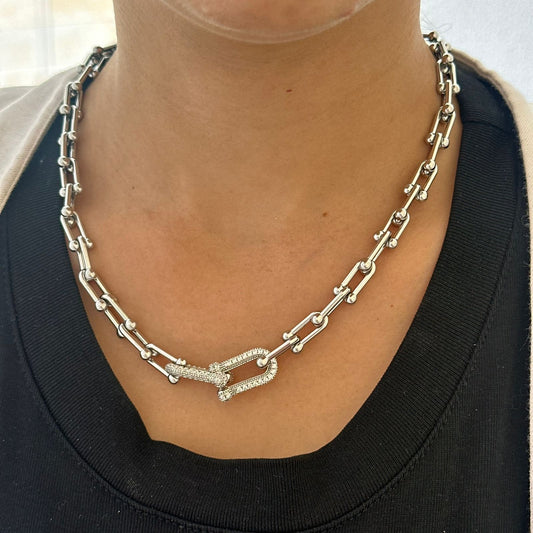 Silver tiffany necklace with zircon