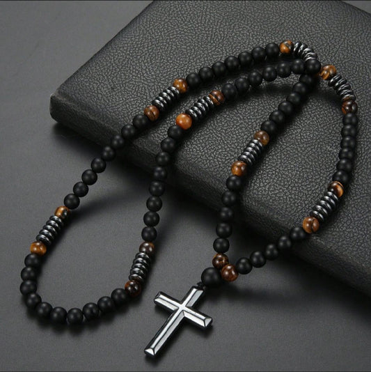 Beaded cross necklace
