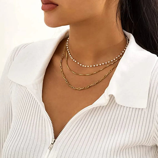 Small Pearl Chain Three-layer Necklace